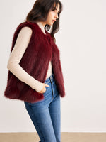 Load image into Gallery viewer, Faux Fur Vest | Burgundy | Soft Touch Finish
