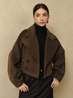 Load image into Gallery viewer, Forma Wool Blend Cropped Coat | Oversized Lapel | Sculpted Silhouette
