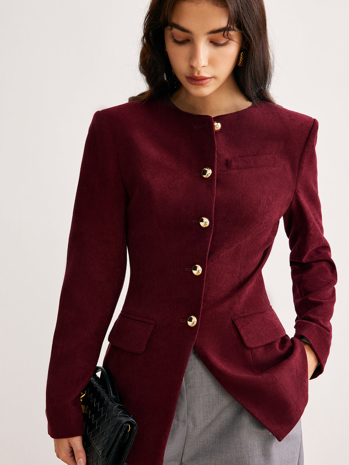 Fitted Blazer with Gold Buttons | Structured Silhouette