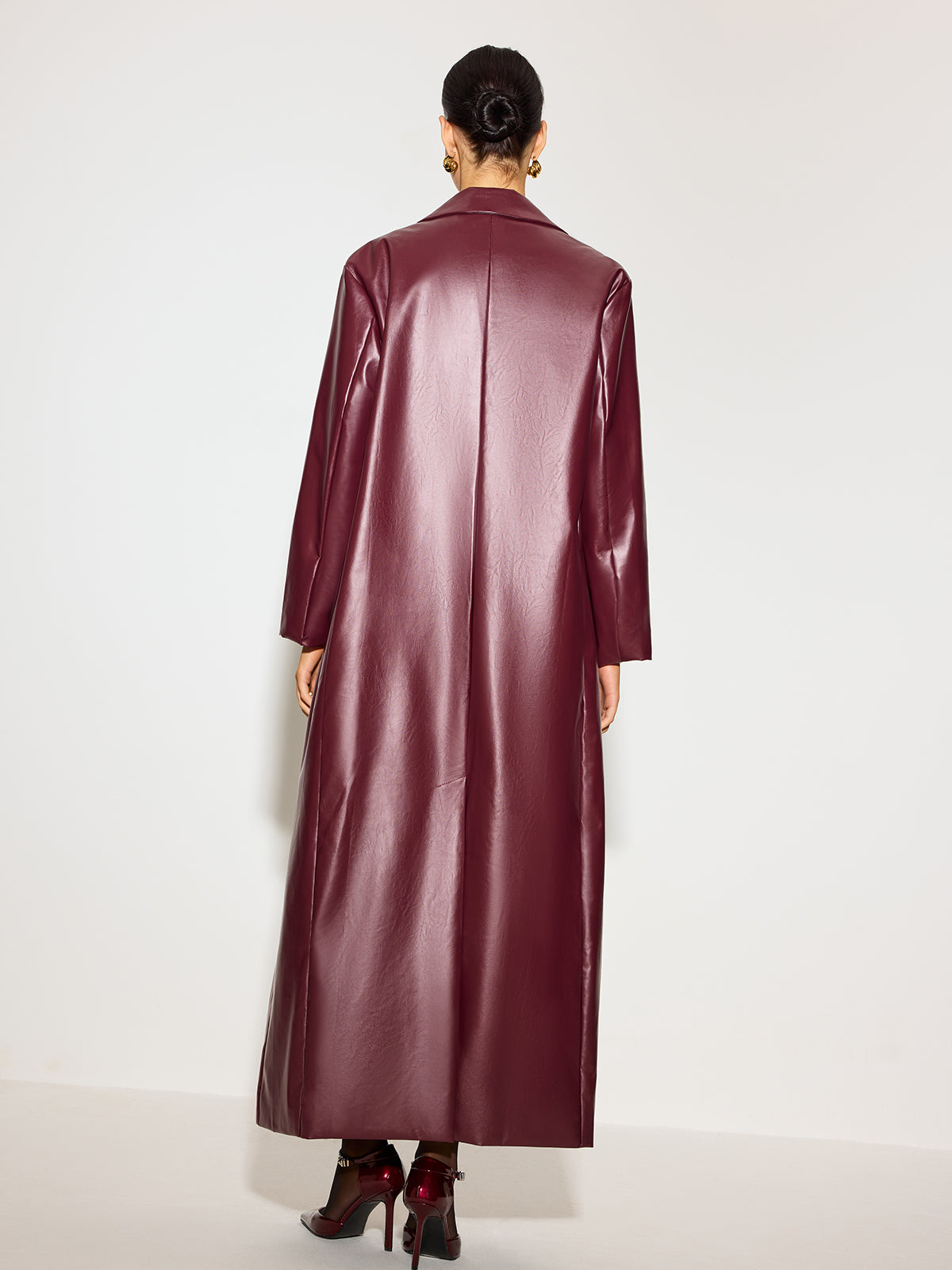 Nocten Long Vinyl Coat | Single-Breasted | Gloss Finish