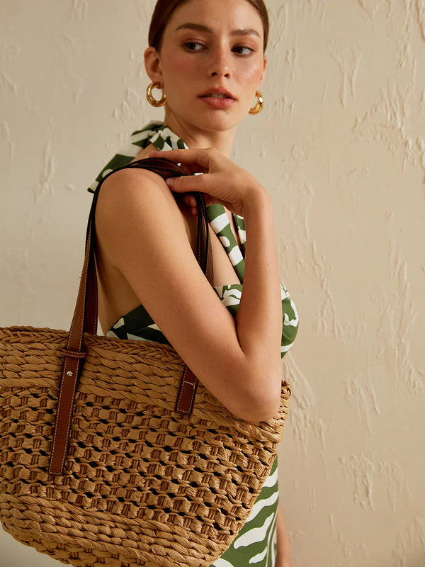 Haven Woven Straw Tote Bag | Basket Silhouette