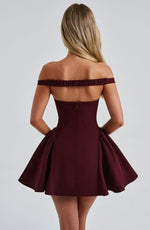 Load image into Gallery viewer, Iris Off-Shoulder Mini Dress | Sweetheart Neckline | Flared Skirt
