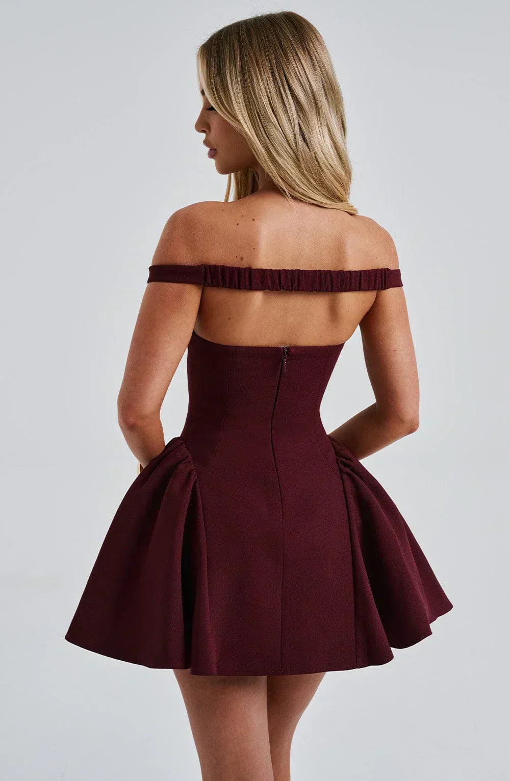 Iris Off-Shoulder Mini Dress | Sweetheart Neckline | Flared Skirt