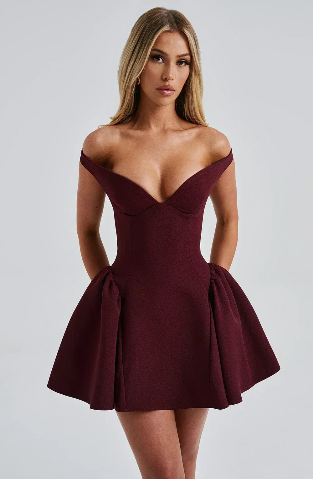 Iris Off-Shoulder Mini Dress | Sweetheart Neckline | Flared Skirt