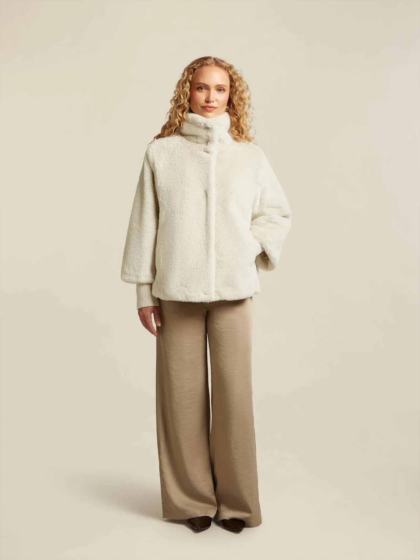 Faux Fur High Collar Coat | Soft Texture | Winter Warmth