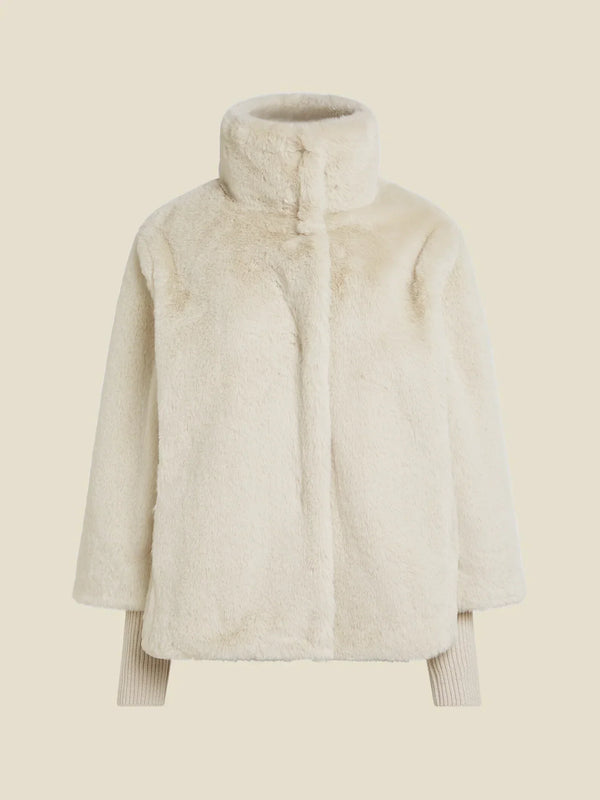 Faux Fur High Collar Coat | Soft Texture | Winter Warmth