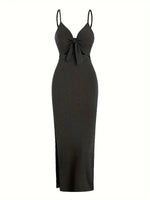 Load image into Gallery viewer, Maribel Tie Front Maxi Dress | Ribbed Slim Fit | Cutout Detail
