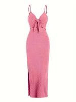 Load image into Gallery viewer, Maribel Tie Front Maxi Dress | Ribbed Slim Fit | Cutout Detail
