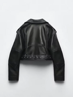 Load image into Gallery viewer, Faux Leather Biker Jacket | Cropped Fit

