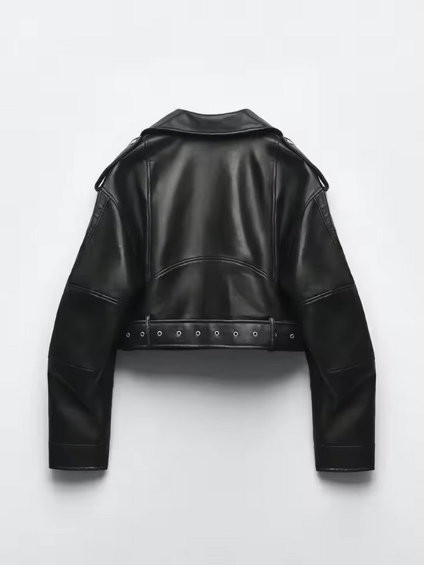 Faux Leather Biker Jacket | Cropped Fit