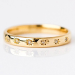 Load image into Gallery viewer, Gold-Plated Ring with Zircon Detailing | Star Engraved Band
