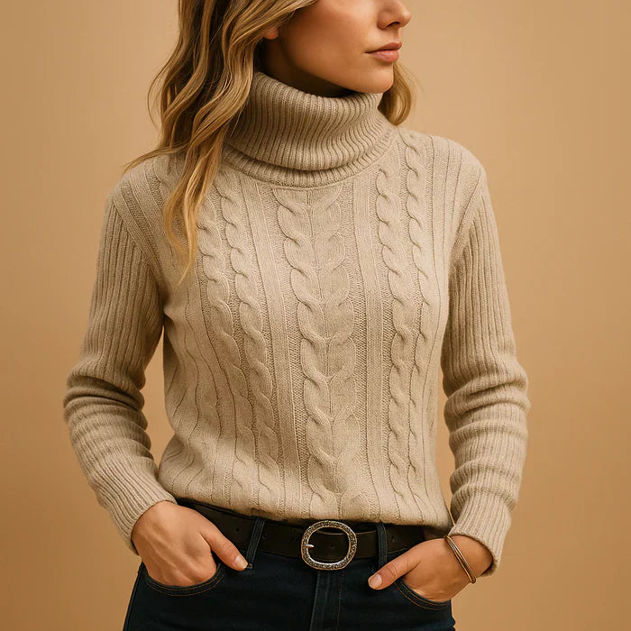 Cable Knit Turtleneck Jumper | Fitted Silhouette | Winter Essential
